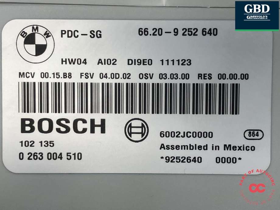 Styreenhet parkering til Mini Countryman 2010-2016 (R60) (R60) (BOSCH|66 20 9 252 640|0 263 004 510|)