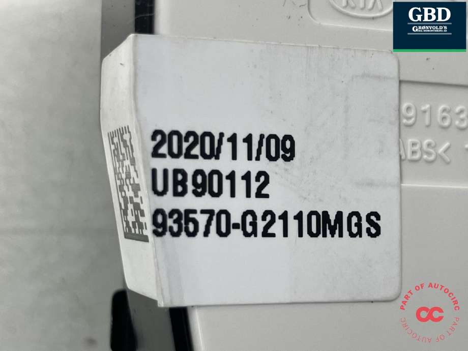 Bryter ruteheis førerdørspanel til Hyundai Ioniq Electric 2019-->> (Fase 2)  (93570G 2110MGS|93570-G2110MGS|UB90112)