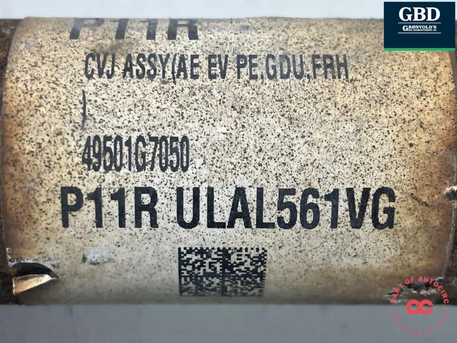 Drivaksel høyre foran, elbil til Hyundai Ioniq Electric 2019-->> (Fase 2)  (49501G 7050|49501-G7050|)