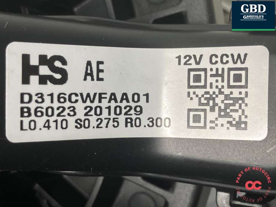 Varmeapparat motor til Hyundai Ioniq Electric 2019-->> (Fase 2) (97113G 2000|97113-G2000|D316CWFAA01)
