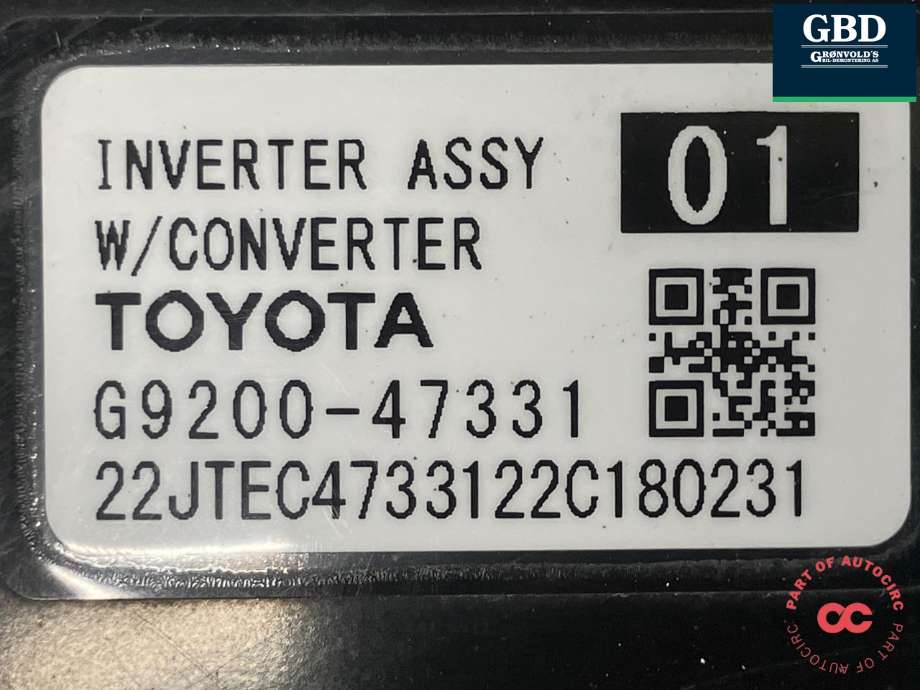 Inverter hybrid til Toyota Corolla 2019-->>  (G920049136|G920049135|G9200-47331)