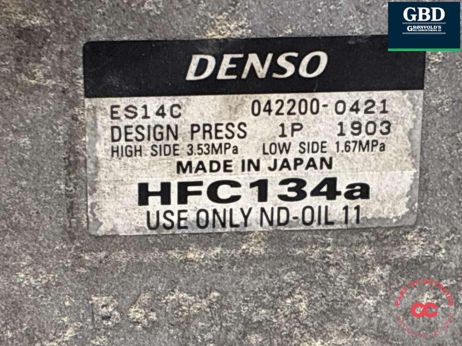 Aircondition kompressor til Toyota Prius +7 2012-2020 (Type III) (stasjonsvogn) (stasjonsvogn) (8837047031|042200-0421|)