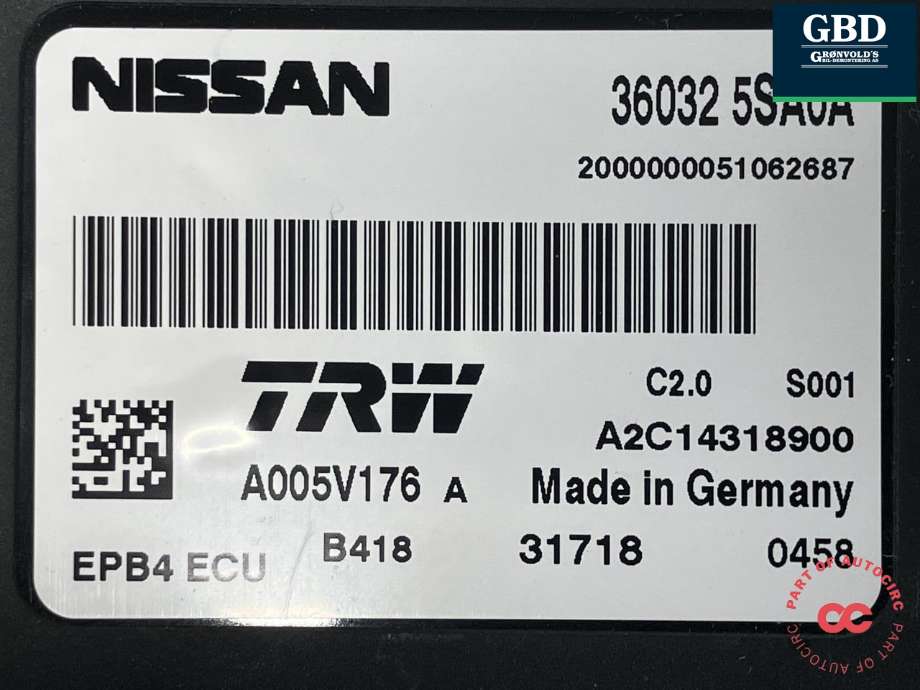 Styreenhet parkering til Nissan Leaf 2018-->> (Type II) (TRW|36032 5SA0A|A005V176)