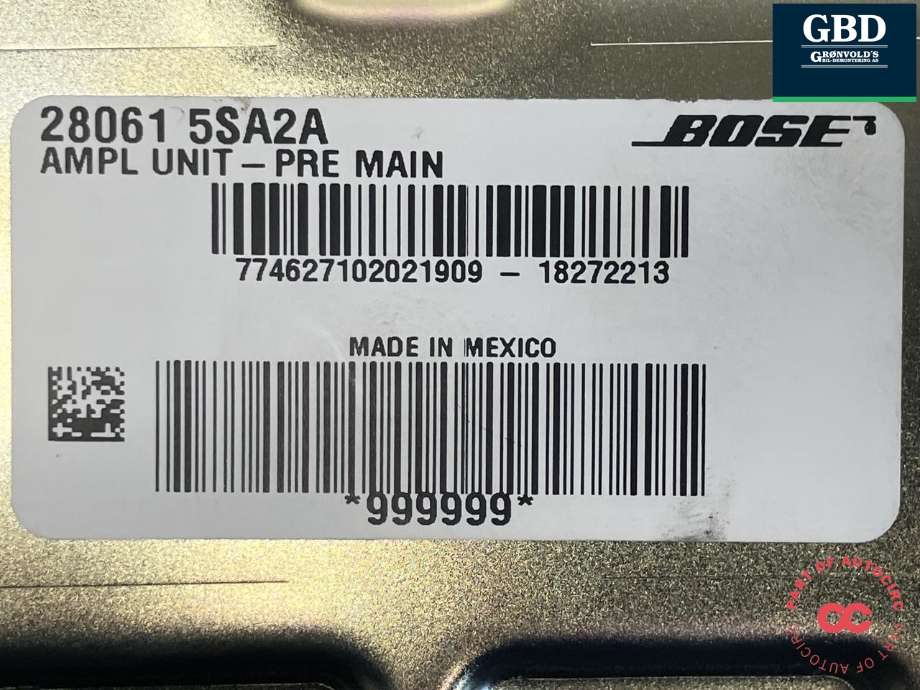 Bilstereo forsterker til Nissan Leaf 2018-->> (Type II) (BOSE|28061-5SA2A|)