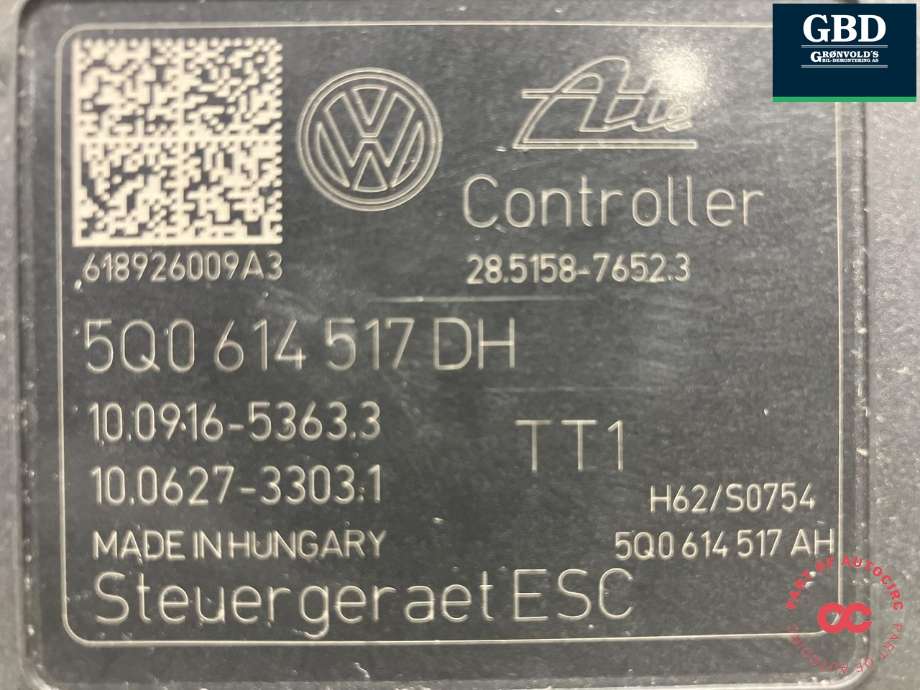ABS sentral til Škoda Superb 2015-->> (Type III)  (ATE|5Q0 614 517 DH|5Q0 614 517 FM BEF|5Q0 614 517 DH BEF)
