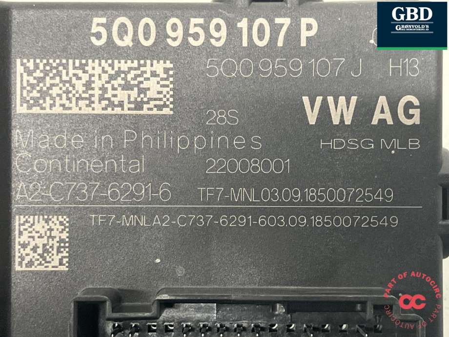 Styreenhet elektrisk bakluke til Škoda Superb 2015-->> (Type III)  (CONTINENTAL|5Q0 959 107 P|5Q0 959 107 J| A2C73762916)