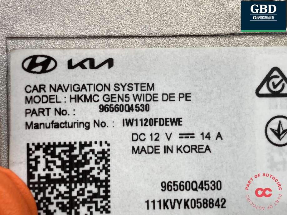 Bilstereo navigasjon skjerm til Kia Niro 2016-2021  (96560Q4530|)
