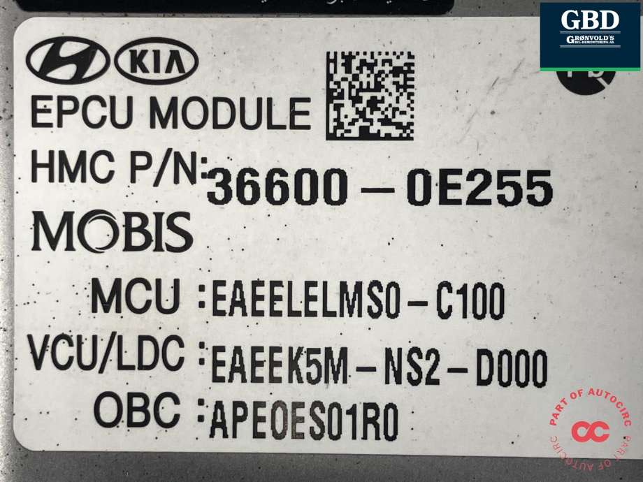 Motor power controller elbil (EPCU/PDM) til Hyundai Ioniq Electric 2019-->> (Fase 2) (36601 0E255|36600-0E255|36601-0E255)