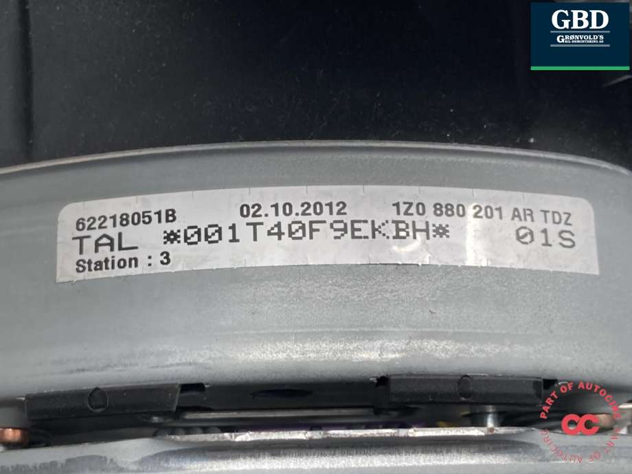 Airbag rattpute til Škoda Octavia 2009-2013 (Type II, Fase 2)  (1Z0 880 201 AR|1Z0 880 201 AS TDZ|1Z0 880 201 AR TDZ)