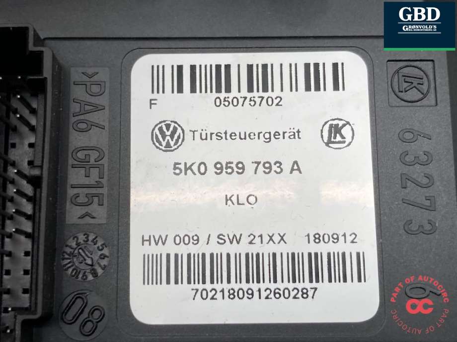 Ruteheis, kun motor, venstre foran til Škoda Octavia 2009-2013 (Type II, Fase 2)  (1T0 959 701 AF|)