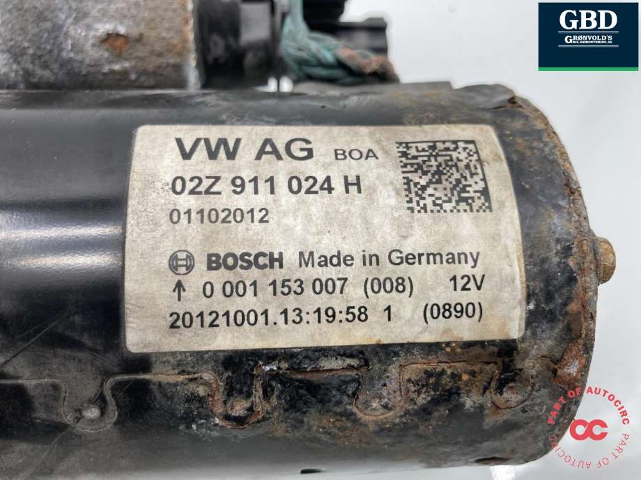 Starter diesel til Škoda Octavia 2009-2013 (Type II, Fase 2)  (02Z 911 024 H|02Z 911 024 A  |02Z 911 024 AX | 02Z 911 024 HX|)