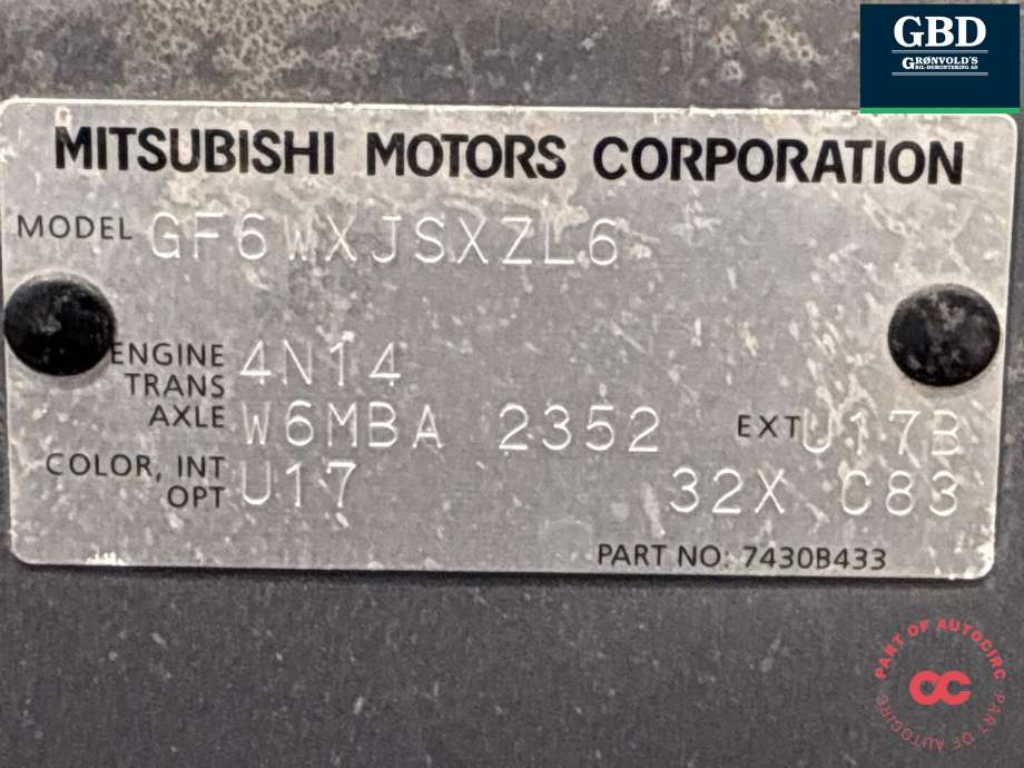 Panser til Mitsubishi Outlander 2012-2015 (Type III, Fase 1)  (5900A540|)