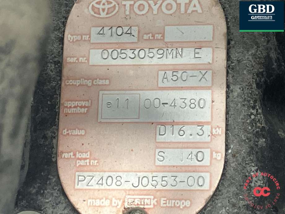 Hengerfeste til Toyota Land Cruiser 120 2002-2009 (BRINK||PZ408-J0553-00)