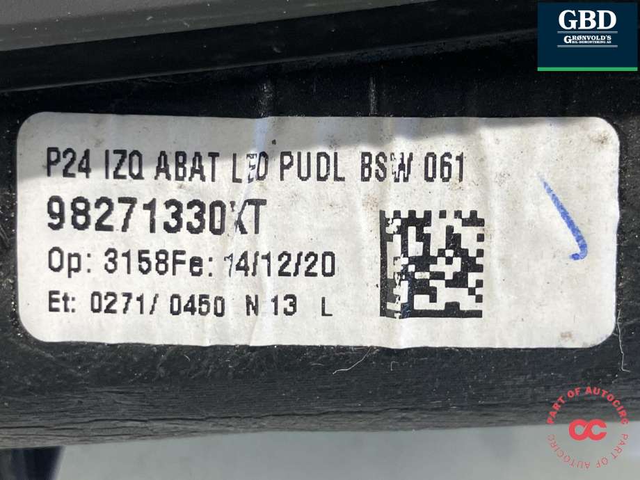 Speil venstre til Peugeot e-2008 2019-->>  (98 271 330 XT|)