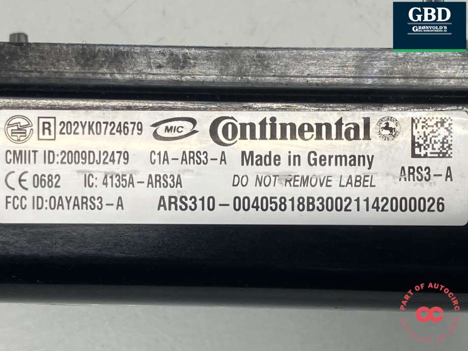 Sensor radar til Mercedes E-Klasse 2009-2013 (Fase 1) (W212) (W212) (CONTINENTAL|A 212 900 33 00|A 212 901 61 02)