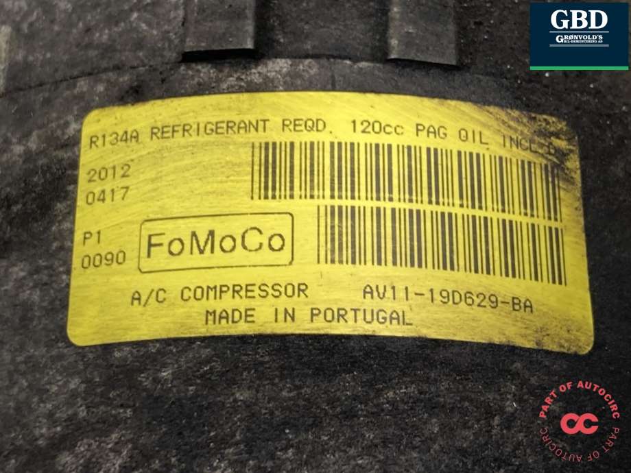 Aircondition kompressor til Ford Focus 2011-2014 (Type III, Fase 1) (2025775|AV11-19D629-BC|AV11-19D629-BA)