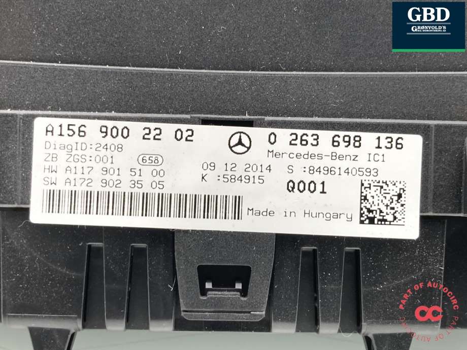 Instrumentpanel til Mercedes GLA 2014-2020 (X156) (X156) (A 156 900 48 02|A 156 900 22 02|)