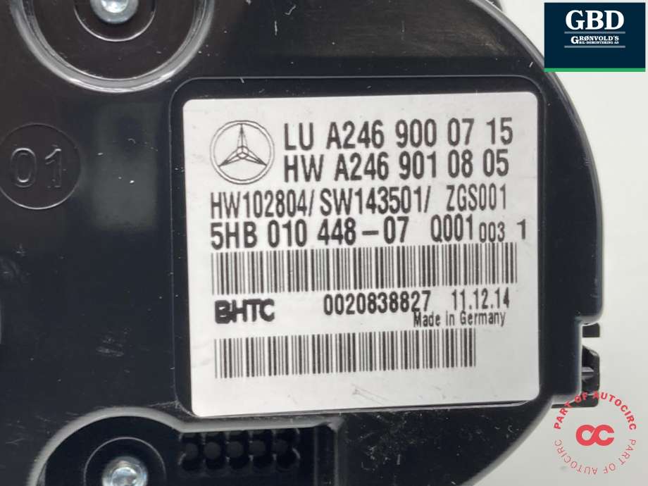 Varmeapparat betjening til Mercedes GLA 2014-2020 (X156) (X156) (A 246 900 29 08|A 246 900 26 13|A 246 900 24 08 | A246 900 07 15)