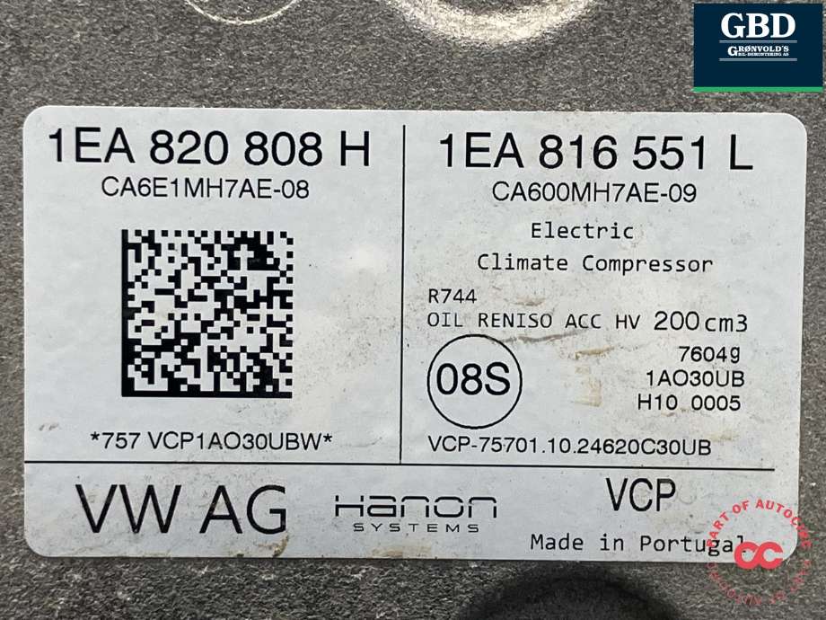 Aircondition kompressor elbil til Ford Explorer EV 2024-->> (HANON|2781169|VWR2KA-19D623-BH|1EA 816 551 L| 1EA 820 808 H)