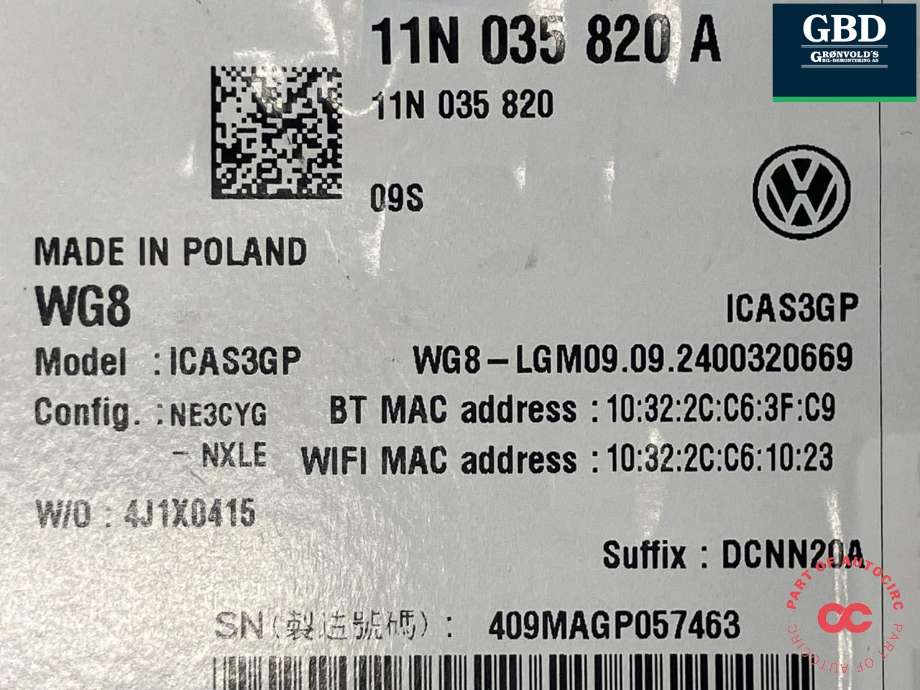 Bilstereo navigasjon til Ford Explorer EV 2024-->> (2756740|VWR2KA-14G670-BC|11N 035 820 A)