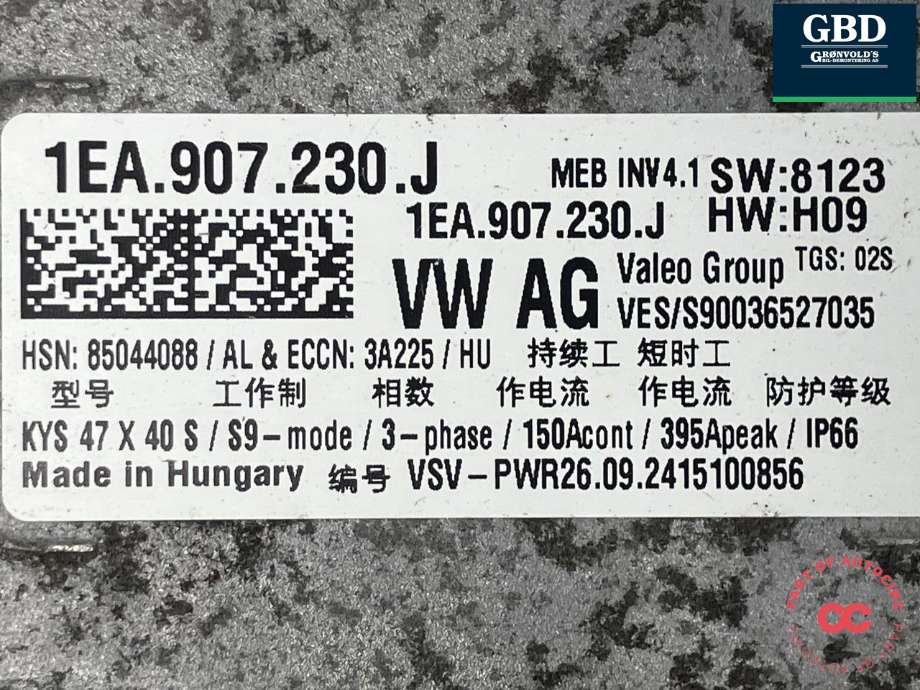 Inverter elbil til Ford Explorer EV 2024-->> (VALEO|2874739|VWR2KA-19G317-RA|1EA 907 230 J)