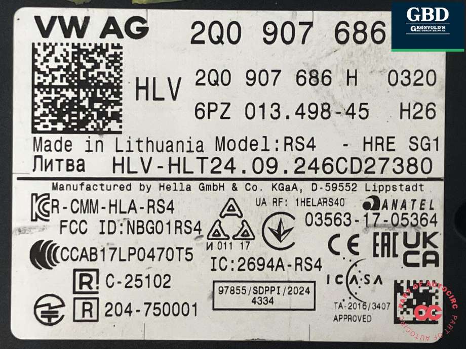 Sensor blindsone til Ford Explorer EV 2024-->> (2720167|VWR2KA-14C689-DA|2Q0 907 686 H)