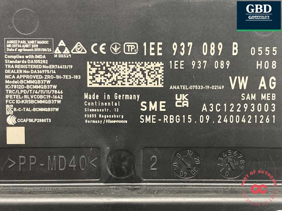 Styreenhet comfort (BCM) til Ford Explorer EV 2024-->>  (2700108|VWR2KA-19G481-GA|1EE 937 089 B)