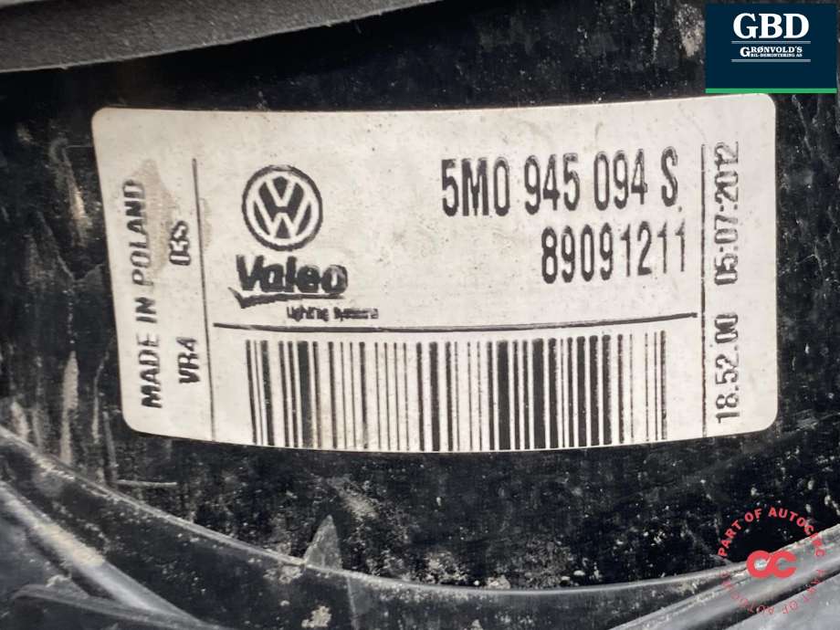 Baklykt høyre indre til VW Golf, Plus/Cross 2009-2013 (Fase 2) (5M0 945 094 S|)