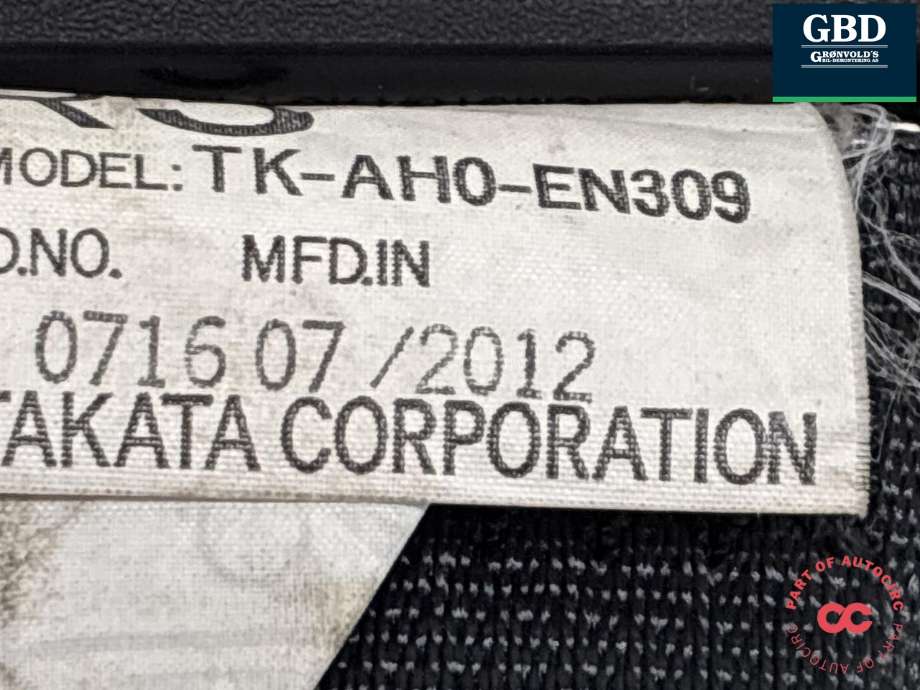 Sikkerhetsbelte bak midtre til Mitsubishi Outlander 2012-2015 (Type III, Fase 1)  (7000D530XA|)