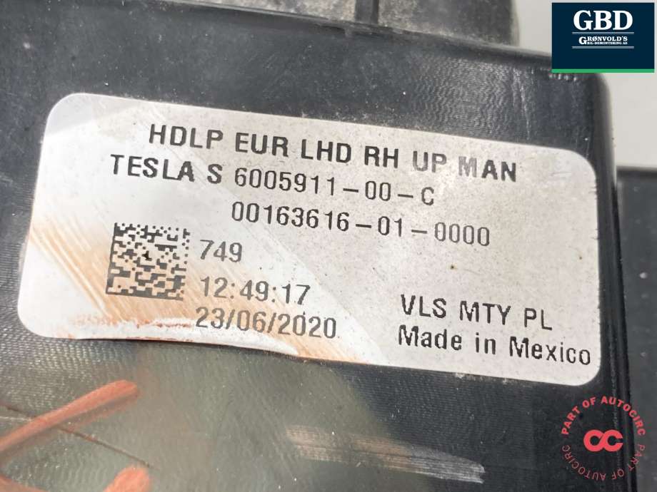 Frontlykt høyre xenon til Tesla Model S 2013-2016 (Fase 1)  (6005911-00-C|6005911-00-B|6005911)