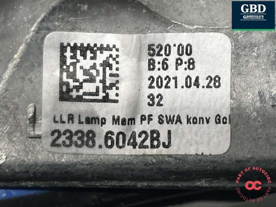 Speil høyre til VW Golf VIII 2020-->>  (5H1 857 508 AG 9B9|2338.6042BJ|)