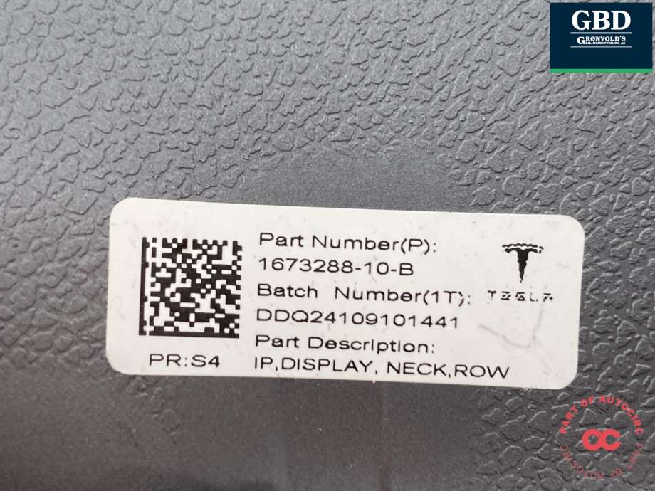 Multimedia display (MCU - Media Controller Unit) til Tesla Model 3 2024-->> (Fase 2) (1756566-00-D|1673288-10-B|)