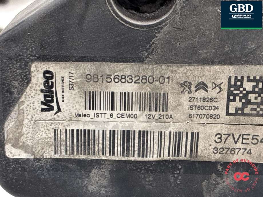 Dynamo diesel til Toyota Proace 2016-->> (Type II)  (SU001A8083|SU001A5016|9815683280-01)
