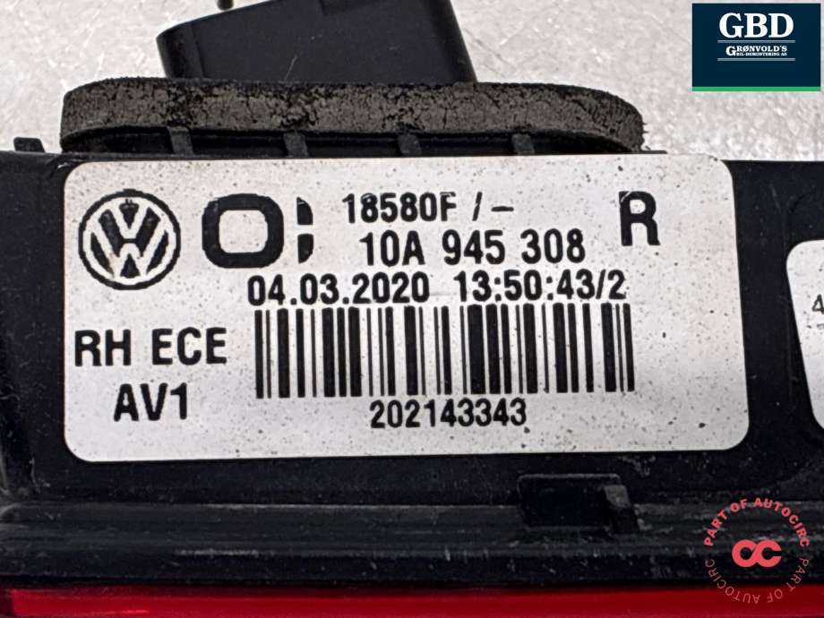 Baklykt høyre indre til VW ID.3 2020-->>  (10A 945 308 B|10A 945 308 A|)