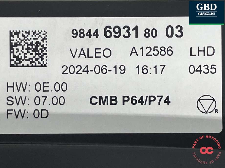 Instrumentpanel til Peugeot e-3008 2023-->>  (VALEO|98 446 931 80|984469318003|A12586)