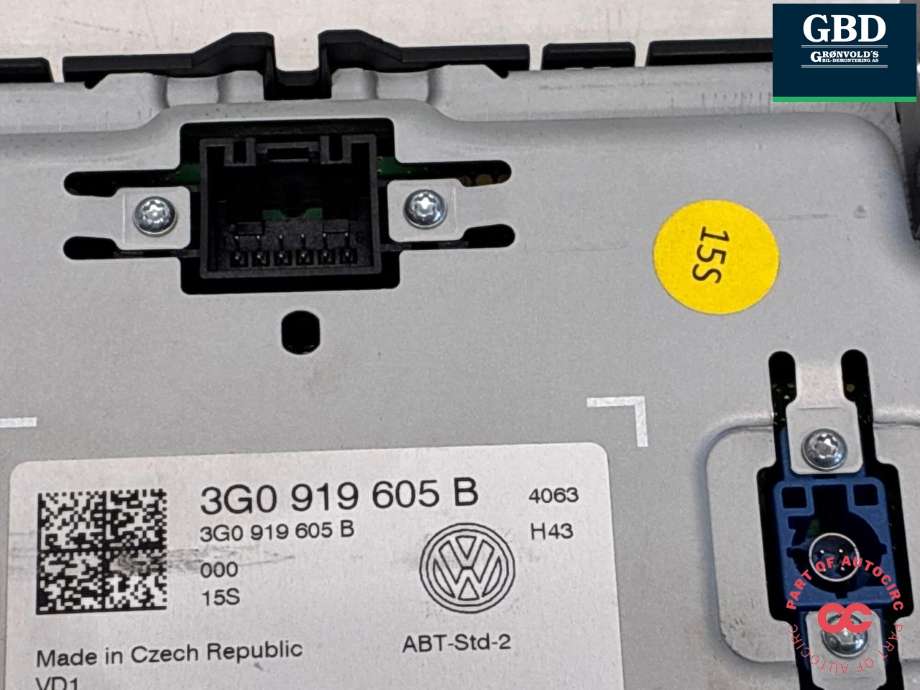 Bilstereo navigasjon skjerm til VW Golf VII 2012-2017 (Fase 1)  (3G0 919 605 B|3G0 919 605B|)