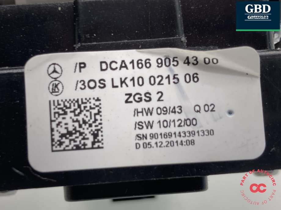 Bryter ruteheis førerdørspanel til Mercedes GLA 2014-2020 (X156) (X156) (A 166 905 43 00 9107|DCA166 905 43 00|)