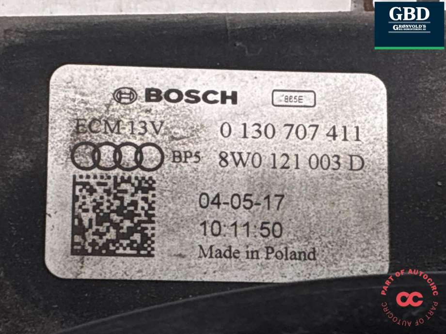 Kjølevifte elektrisk til Audi Q7 2015-->> (Type II) (8W0 121 207 C|8W0 959 455 AB| 8W0 959 455 N|8W0 959 455 AA| 8W0 959 455 P)