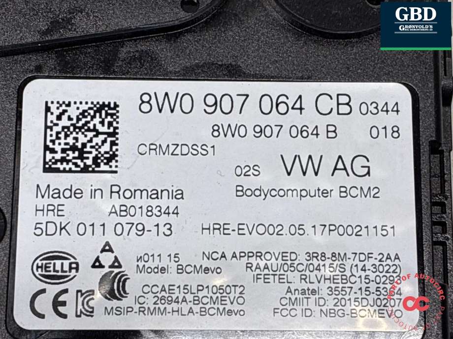 Styreenhet comfort (BCM) til Audi Q7 2015-->> (Type II) (8W1 907 064 DH|)