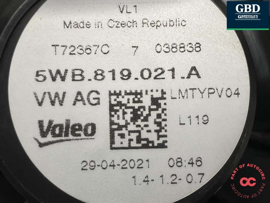 Varmeapparat motor til VW Golf VIII 2020-->> (VALEO|5WB 819 021 D|3Q1 819 021 C|5WA 907 521| T24514B-G)