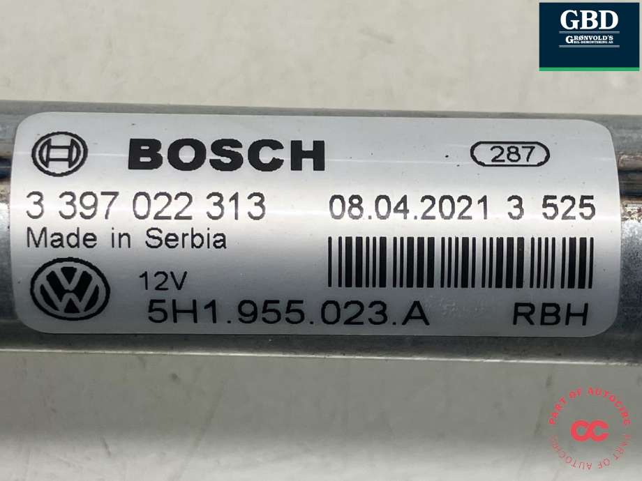 Viskermotor frontrute komplett m/overføring til VW Golf VIII 2020-->> (5H1 955 023 D|5H1 955 119|1 397 225 026| 3 397 022 313)