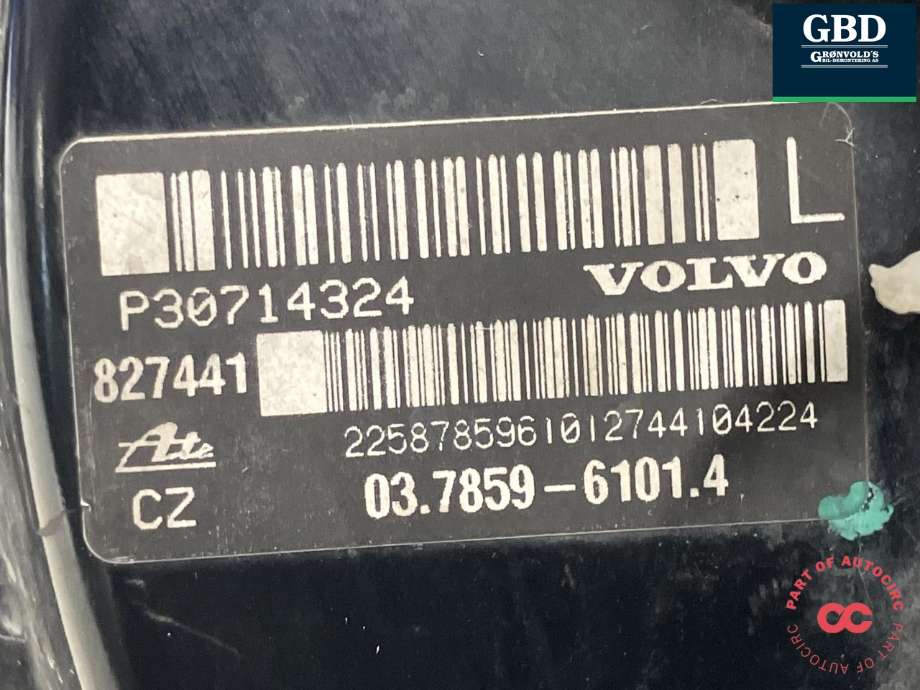 Bremsekraft-forsterker til Volvo XC90 2002-2006 (Type I, Fase 1)  (ATE|31273665|30714324|827441)