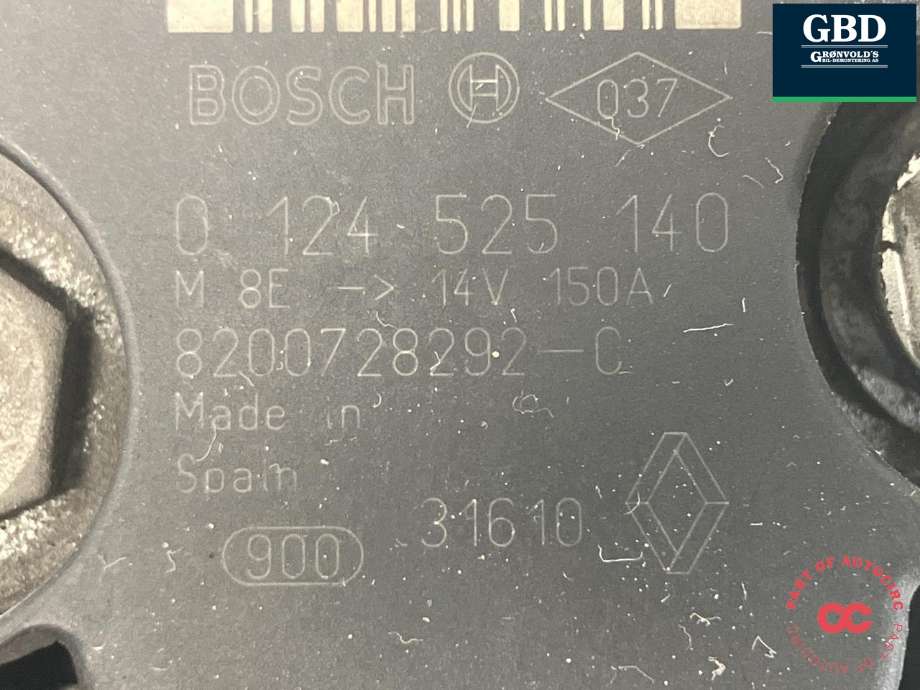 Dynamo diesel til Nissan Qashqai 2010-2014 (Type I, Fase 2) (BOSCH|2310000Q2J|8200728292|0 124 525 140)