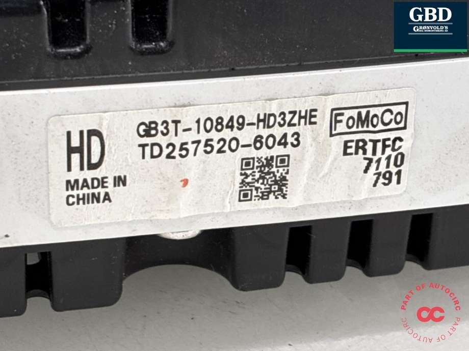 Instrumentpanel til Ford Ranger / Ranger Raptor 2015-2022  (2200024|GB3T-10849-HD3ZHE|)