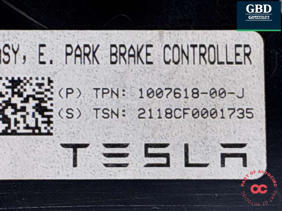 Styreenhet elektrisk parkbrems (EPB - Electric Parking Brake) til Tesla Model X 2016-->> (1007618-00-J|)