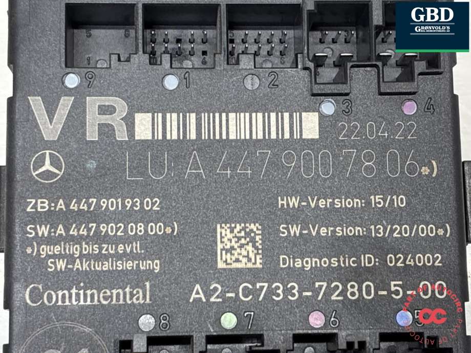 Styreenhet dør høyre foran til Mercedes Vito 2014-->> (W447) (W447) (A 447 900 80 06|A 447 901 93 02|A 447 900 78 06)
