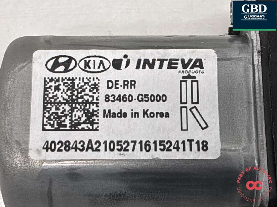 Ruteheis, kun motor, høyre bak til Kia Niro 2021-->>  (83460G 5000|83460-G5000|)