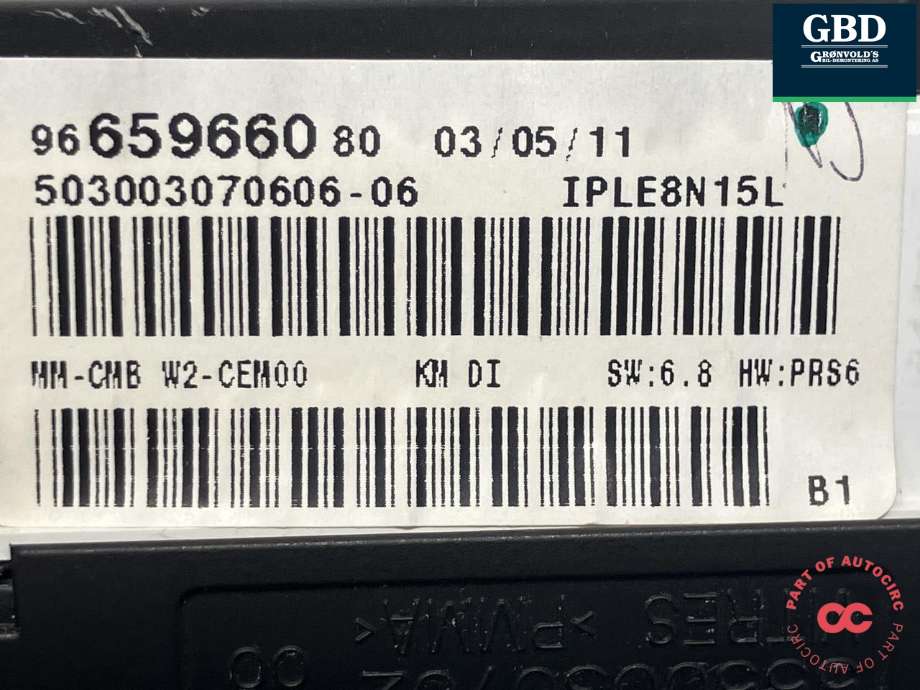 Instrumentpanel til Peugeot 508 2011-2014 (Type I, Fase 1)  (98 248 421 80|96 751 671 80|96 659 660 80)