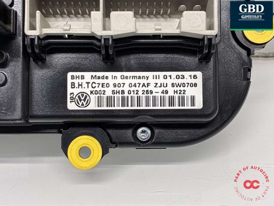 Varmeapparat betjening til VW Transporter / Caravelle 2015-2019 (T6) (T6) (7E0 907 047 AF|7E0 907 047 AF ZJU|)