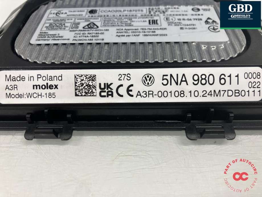 Dashbord trådløs mobillader til Ford Explorer EV 2024-->> (MOLEX|2707113|VWR2KA-19J235-AA|5NA 980 611| WCH-185)